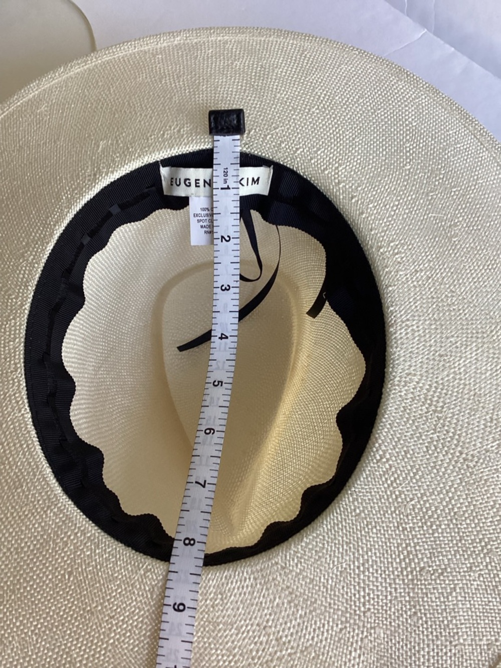 Eugenia Kim Wide Brim Straw Fedora Hat Beaded Band Resort Coastal Chic - Picture 13 of 15